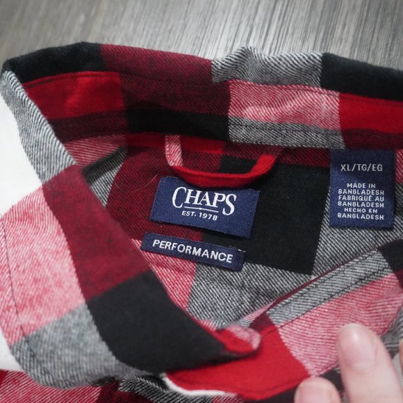 Champs Cotten Men's Long-Sleeve Button Down Shirt - Red/Black Plaid - Picture 2 of 3